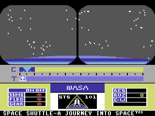 Space Shuttle: A Journey into Space title screen for Commodore 64